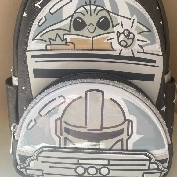 LOUNGEFLY STAR WARS Mandlorian & Grogu Baby Yoda Glow in the Dark Mini Backpack - Picture 13 of 13
